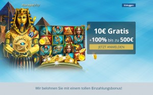 Europaplay Casino einen 10 € gratis Bonus ohne Einzahlung